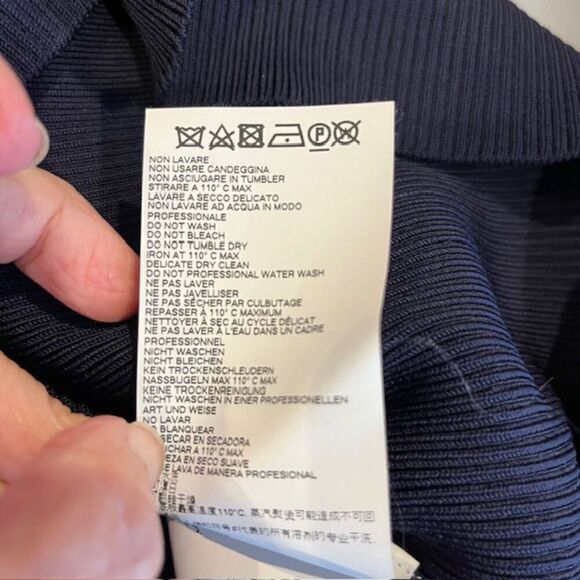 Koche Navy Ribbed Cut Out Dress Stretch Mini Backless Long Sleeve Size Large - Picture 9 of 16